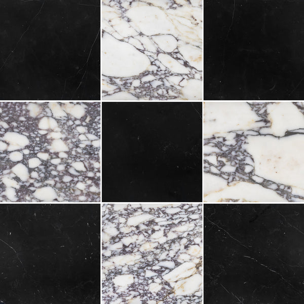 Black Marble & Bianco Violetta Checkerboard