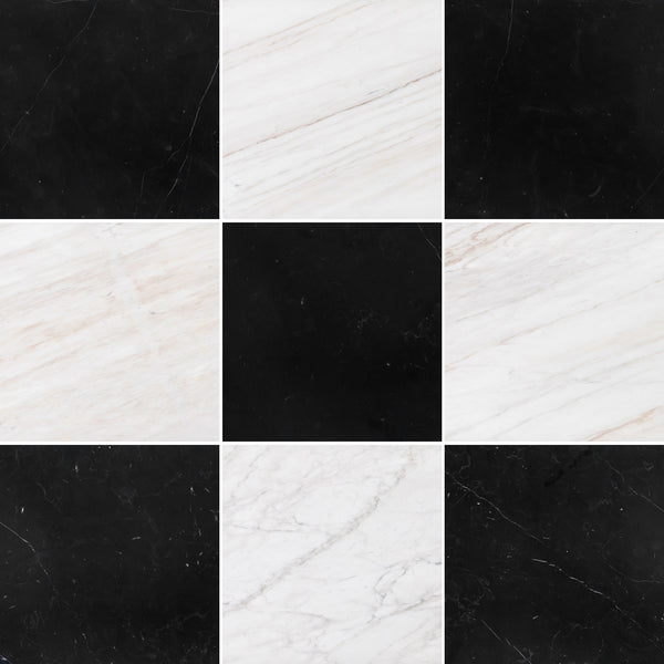 Black Marble & Vena D'Oro Checkerboard