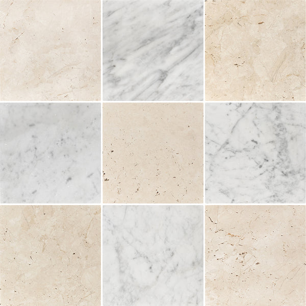 Alba Nova & Bianco Carrara 10" Checkerboard Tumbled