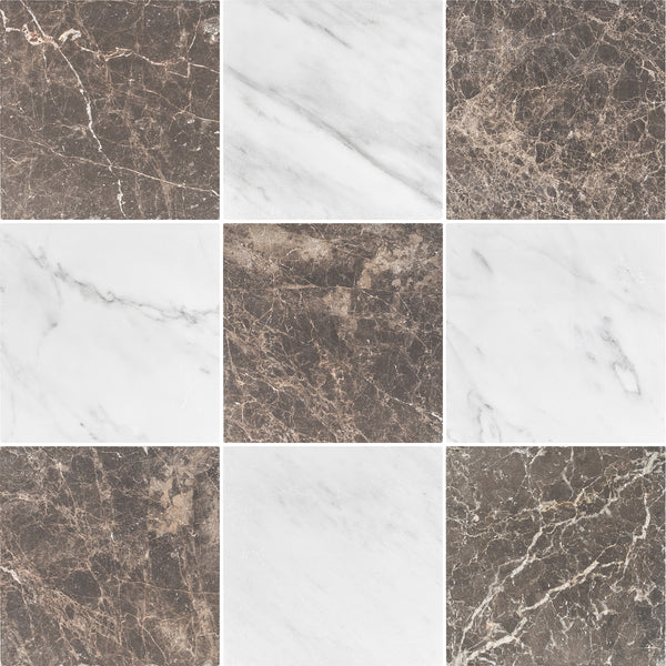 Espresso & Pearl White 10" Checkerboard Tumbled