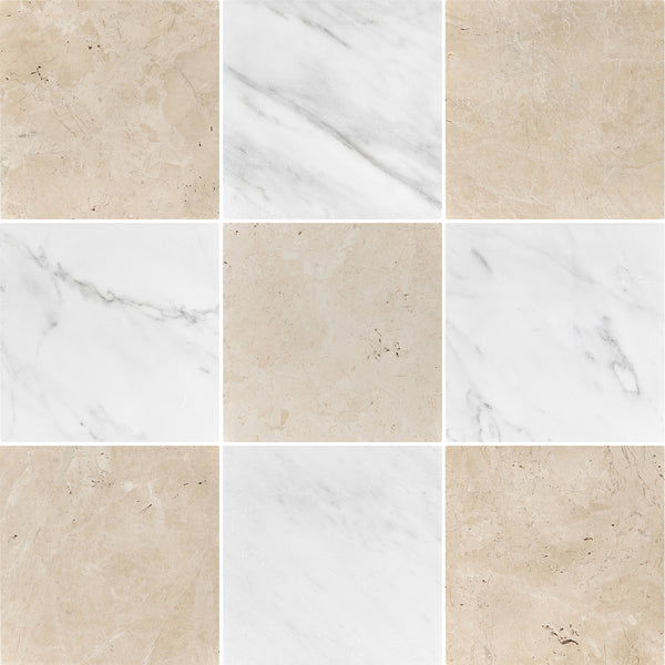 Vanilla Royale & Pearl White 10" Checkerboard Tumbled