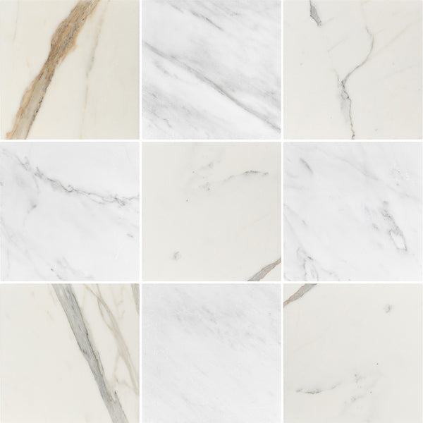 Calacatta Gold & Pearl White 10" Checkerboard Tumbled