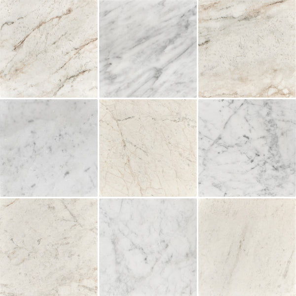 Bianco Oro & Bianco Carrara 10" Checkerboard Tumbled