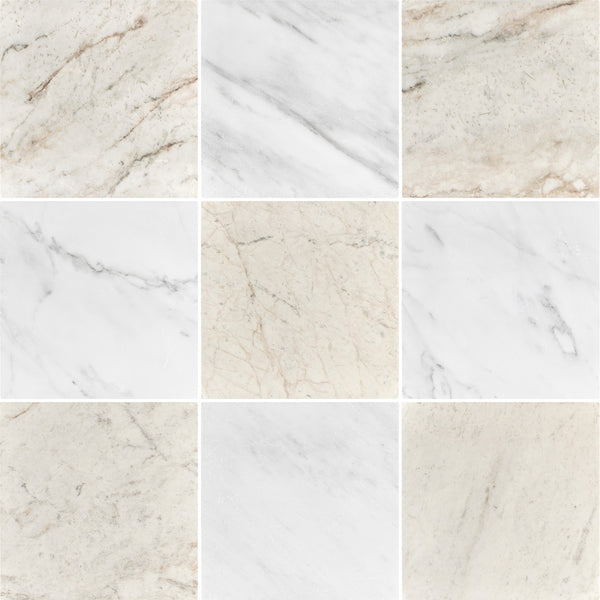 Bianco Oro & Pearl White 10" Checkerboard Tumbled