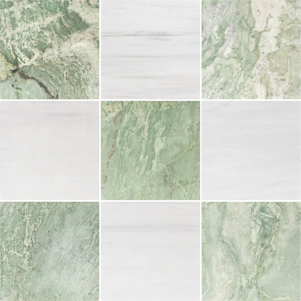 Emerald Green & Dolomite 10" Checkerboard Tumbled