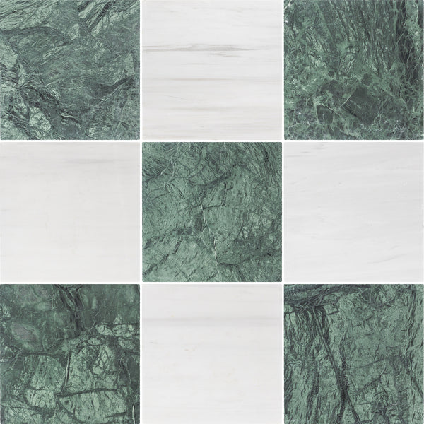 Notte Verde & Dolomite 10" Checkerboard Tumbled