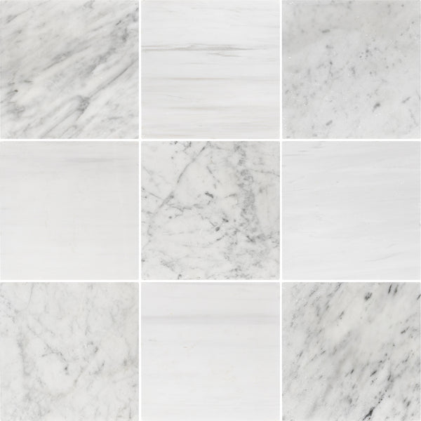 Bianco Carrara & Dolomite 10" Checkerboard Tumbled