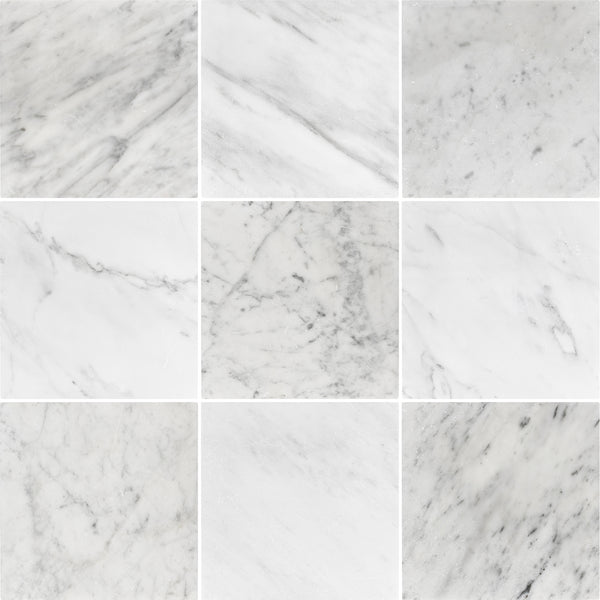 Bianco Carrara & Pearl White 10" Checkerboard Tumbled