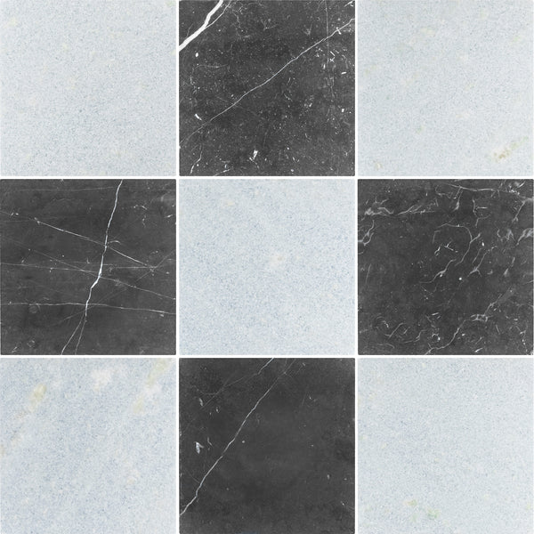 Blue Celeste & Black Marble 10" Checkerboard Tumbled