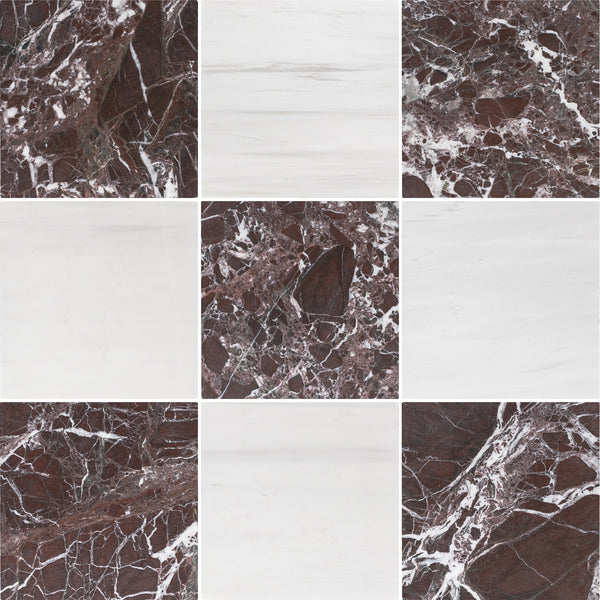 Rosso Levanto & Dolomite 10" Checkerboard Tumbled