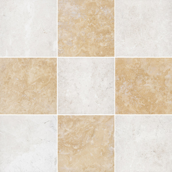 Alba Nova & Light Ivory Travertine Checkerboard