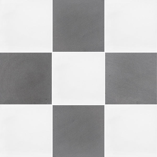 White Thassos & Grey Basalt 12" Checkerboard Honed