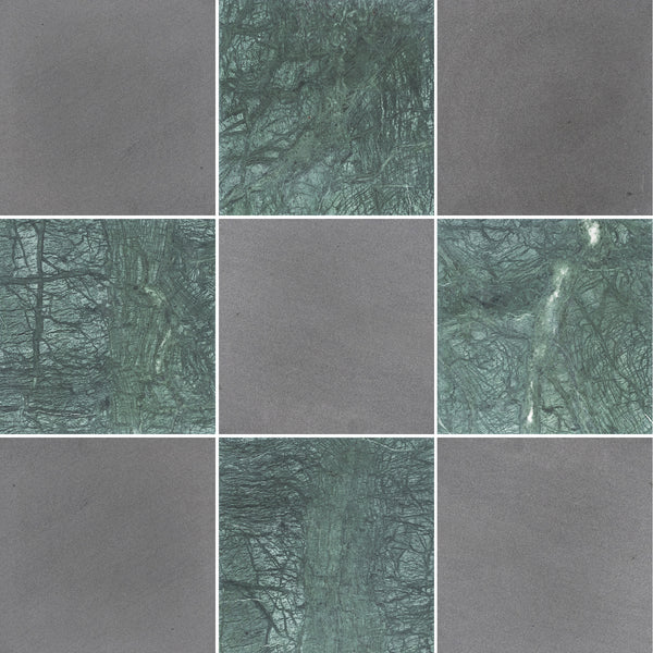 Grey Basalt & Notte Verde 12" Checkerboard Honed - Elon Tile & Stone