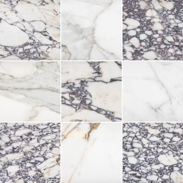 Bianco Violetta & Calacatta Gold 12" Checkerboard Honed