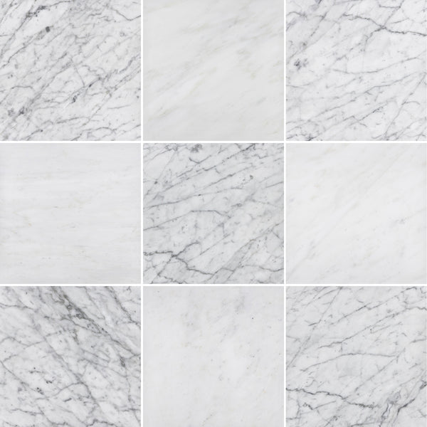 Bianco Carrara & Pearl White 12" Checkerboard Honed