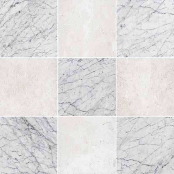 Bianco Carrara & Alba Nova 12" Checkerboard Honed