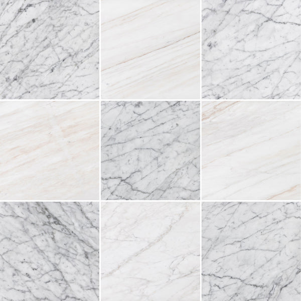Bianco Carrara & Vena D'Oro 12" Checkerboard Honed