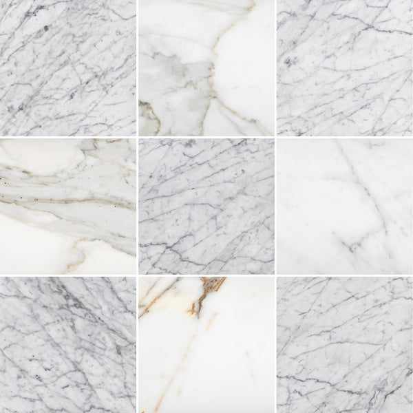 Bianco Carrara & Calacatta Gold 12" Checkerboard Honed
