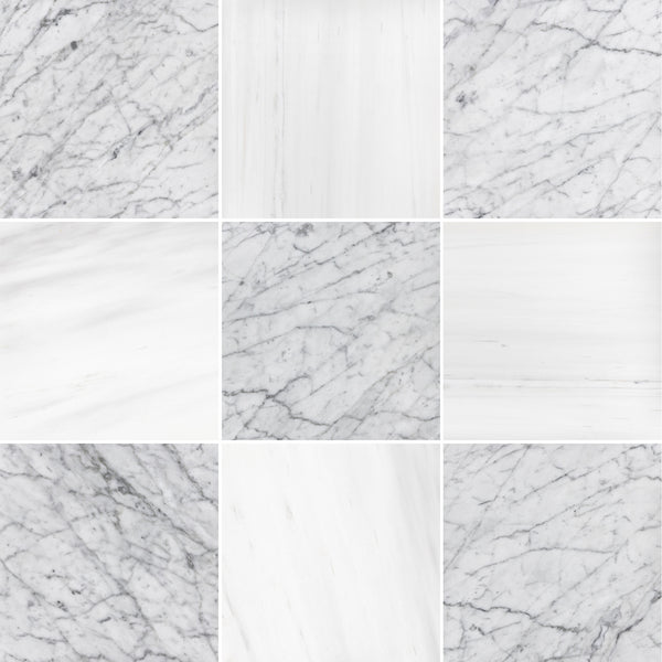 Bianco Carrara & Select Dolomite 12" Checkerboard Honed