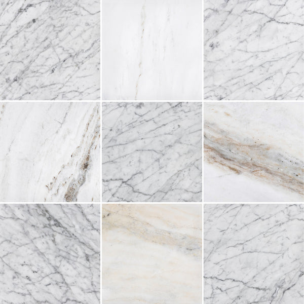 Bianco Carrara & Bianco Oro 12" Checkerboard Honed