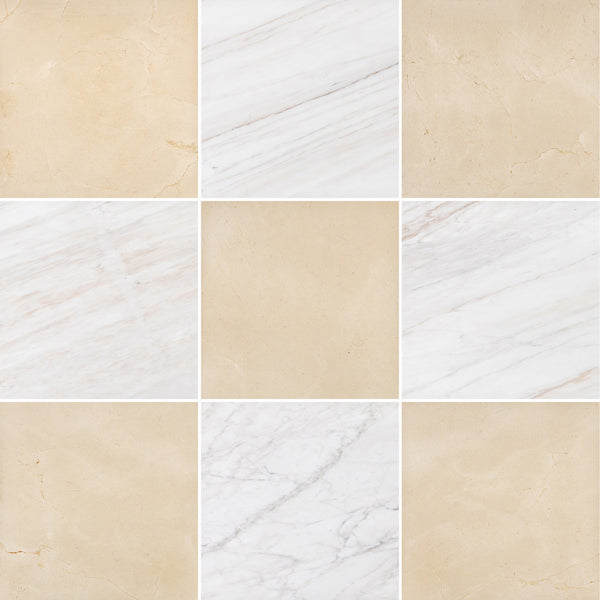Crema Marfil & Vena D'Oro 12" Checkerboard Honed