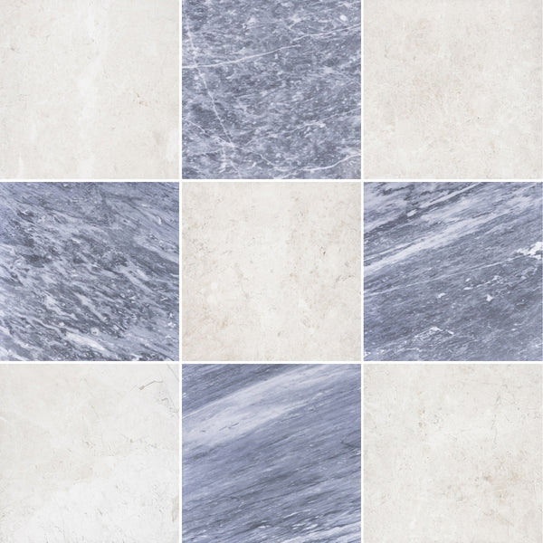 Alba Nova & Bardiglio Nuvolato 12" Checkerboard Honed