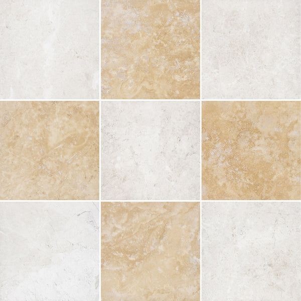Alba Nova & Light Ivory 12" Checkerboard Honed