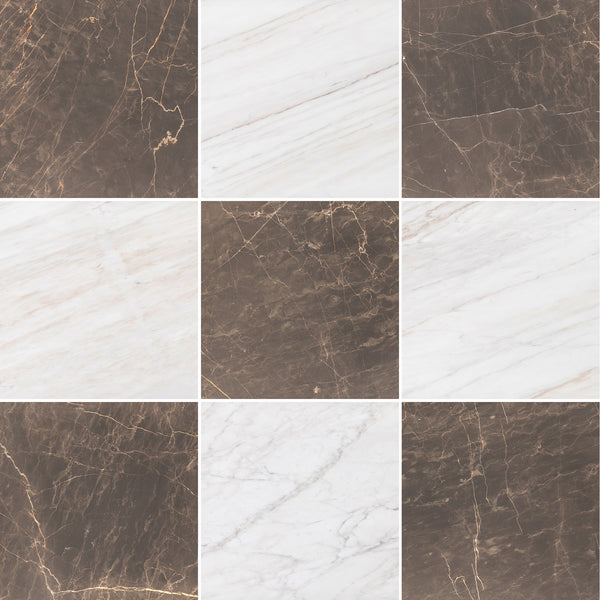Espresso & Vena D'Oro 12" Checkerboard Honed