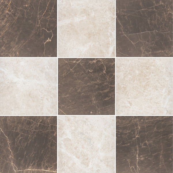 Espresso & Vanilla Royale 12" Checkerboard Honed