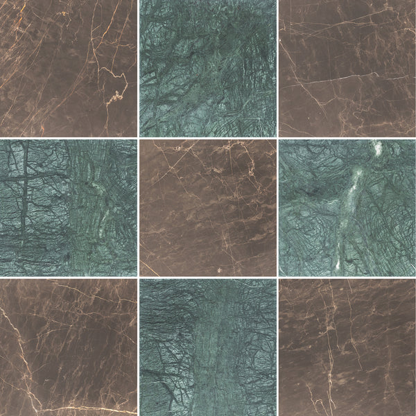 Espresso & Notte Verde 12" Checkerboard Honed - Elon Tile & Stone