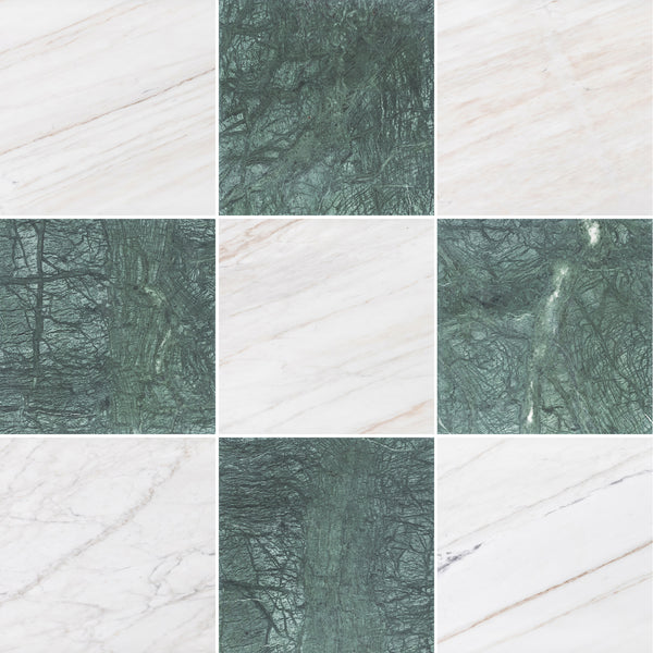 Vena D'Oro & Notte Verde 12" Checkerboard Honed - Elon Tile & Stone