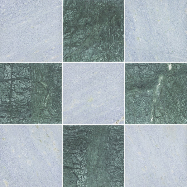 Blue Celeste & Notte Verde 12" Checkerboard Honed