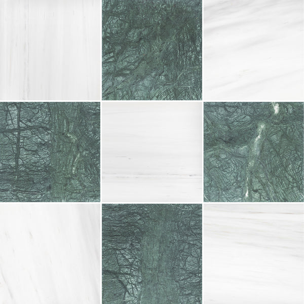 Select Dolomite & Notte Verde 12" Checkerboard Honed