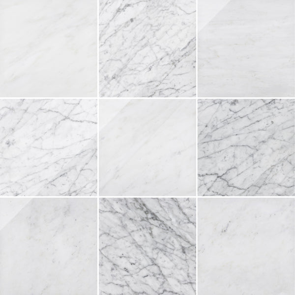 Pearl White & Bianco Carrara 12" Checkerboard Polished