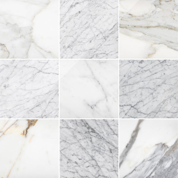 Calacatta Gold & Bianco Carrara 12" Checkerboard Polished