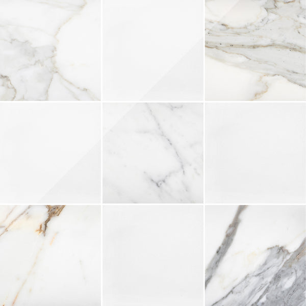 Calacatta Gold & White Thassos 12" Checkerboard Polished