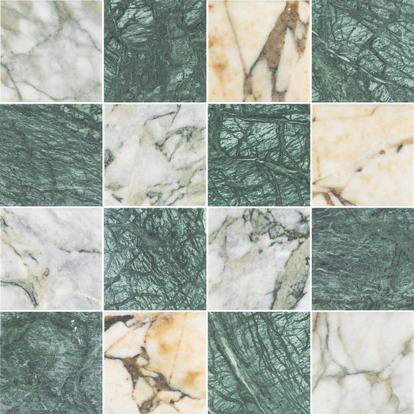 Calacatta Green & Notte Verde 4" Checkerboard Honed