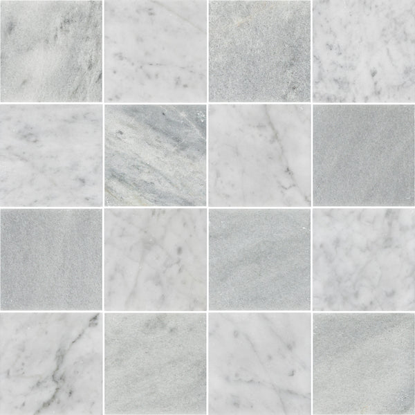 Blue Mist & Bianco Carrara 4" Checkerboard Honed