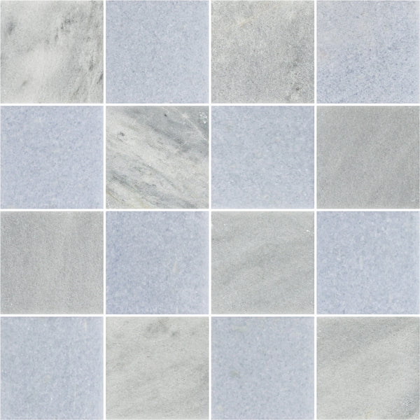 Blue Mist & Blue Celeste 4" Checkerboard Honed
