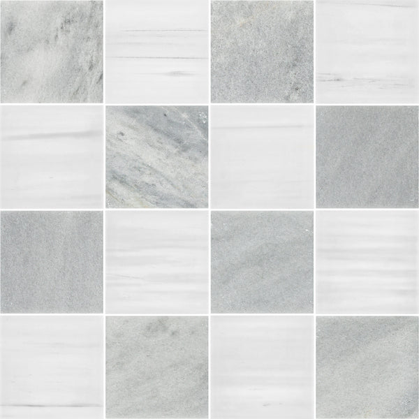 Blue Mist & Dolomite 4" Checkerboard Honed