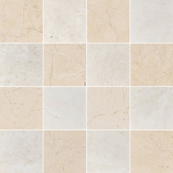Crema Marfil & Alba Nova 4" Checkerboard Honed