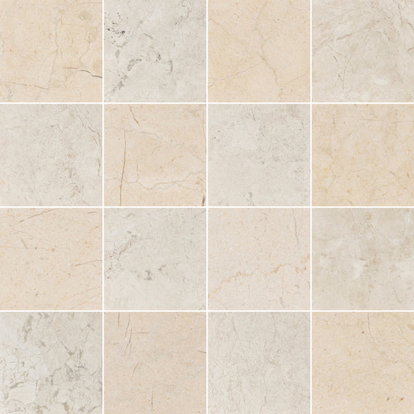 Crema Marfil & Vanilla Royale 4" Checkerboard Honed