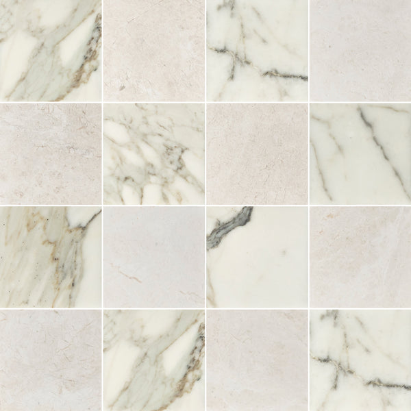 Calacatta Gold & Alba Nova 4" Checkerboard Honed