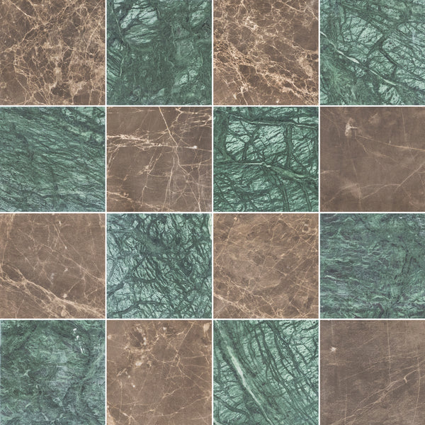 Espresso & Notte Verde 4" Checkerboard Honed