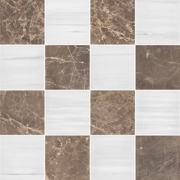 Espresso & Dolomite 4" Checkerboard Honed