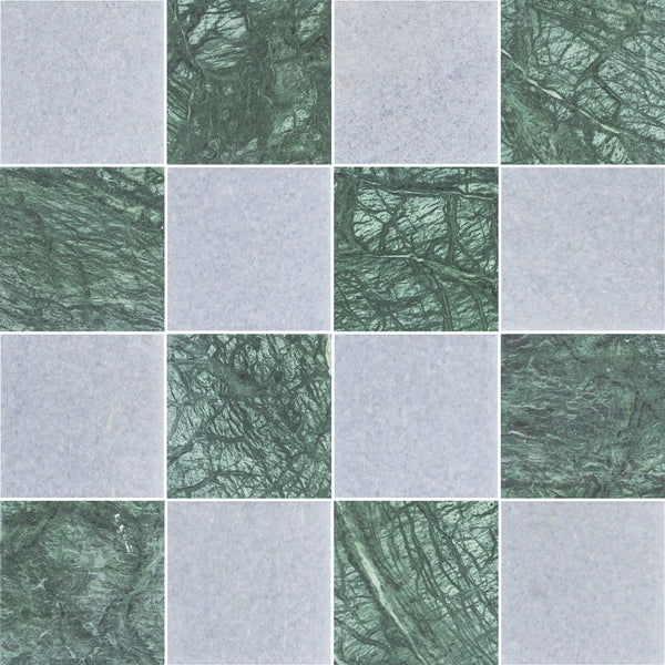 Blue Celeste & Notte Verde 4" Checkerboard Honed