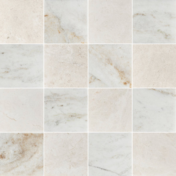 Alba Nova & Bianco Oro 4" Checkerboard Honed