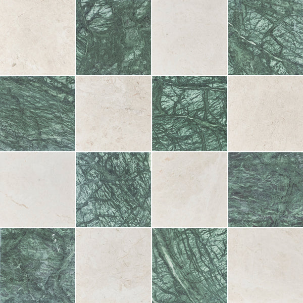 Alba Nova & Notte Verde 4" Checkerboard Honed