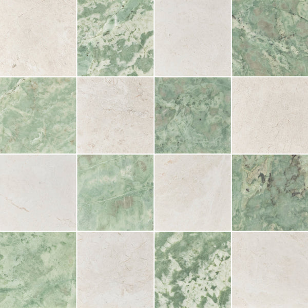 Alba Nova & Emerald Green 4" Checkerboard Honed