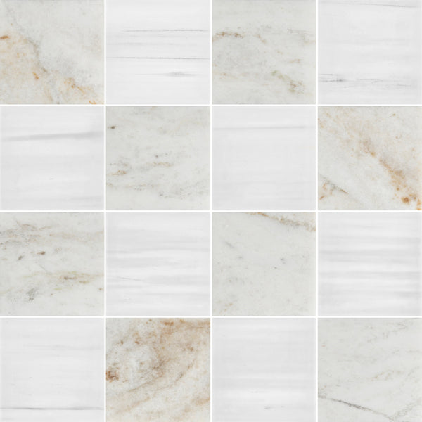 Bianco Oro & Dolomite 4" Checkerboard Honed